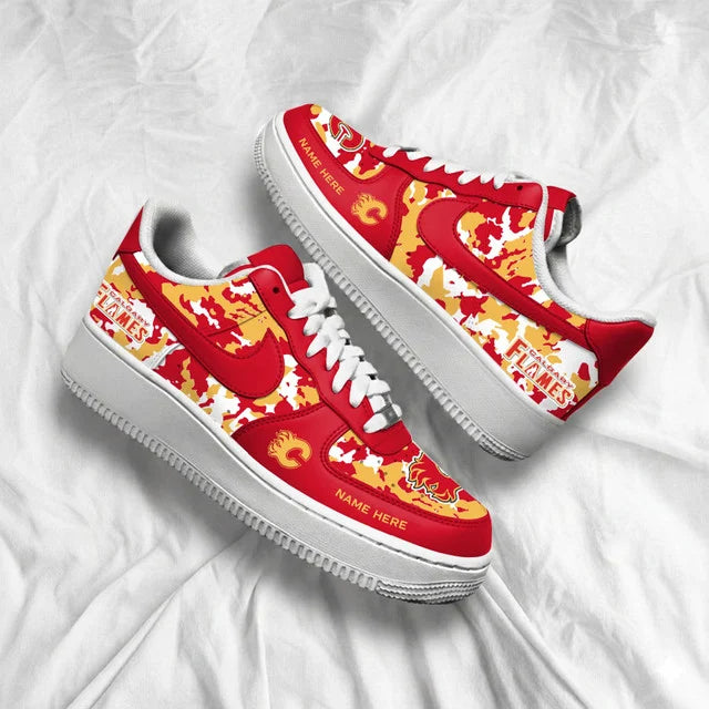 Limited Edition – Customized NHL Calgary Flames Af1 Shoes - Image 3