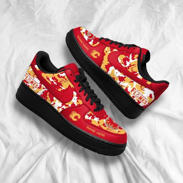 Limited Edition – Customized NHL Calgary Flames Af1 Shoes - Image 4