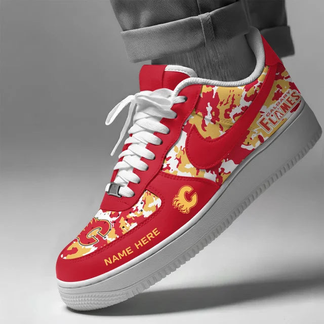 Limited Edition – Customized NHL Calgary Flames Af1 Shoes