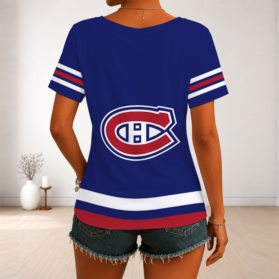Limited Edition – Customized NHL Montreal Canadiens V-Neck Female Shirt - Image 2