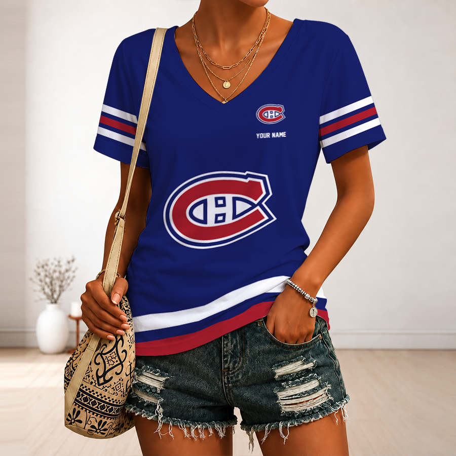 Limited Edition – Customized NHL Montreal Canadiens V-Neck Female Shirt