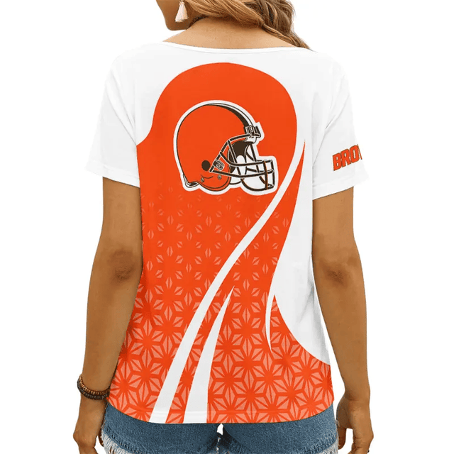 Limited Edition – Customized NFL Cleveland Browns V-Neck Female Shirt - Image 2