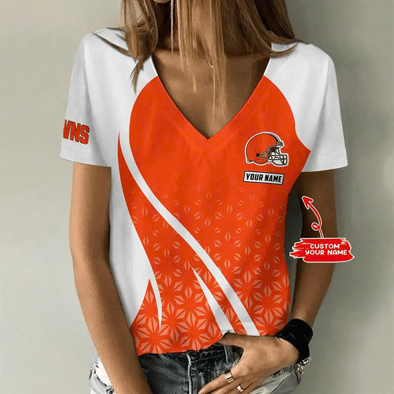 Limited Edition – Customized NFL Cleveland Browns V-Neck Female Shirt
