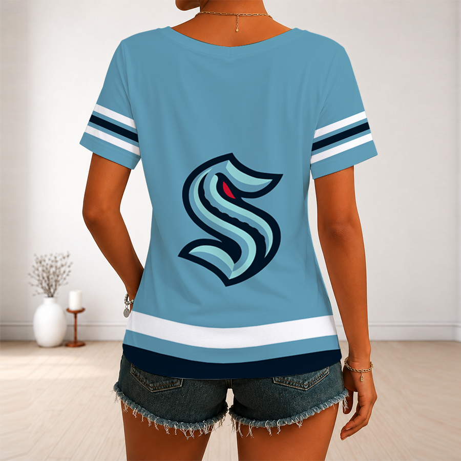 Limited Edition – Customized NHL Seattle Kraken V-Neck Female Shirt - Image 2