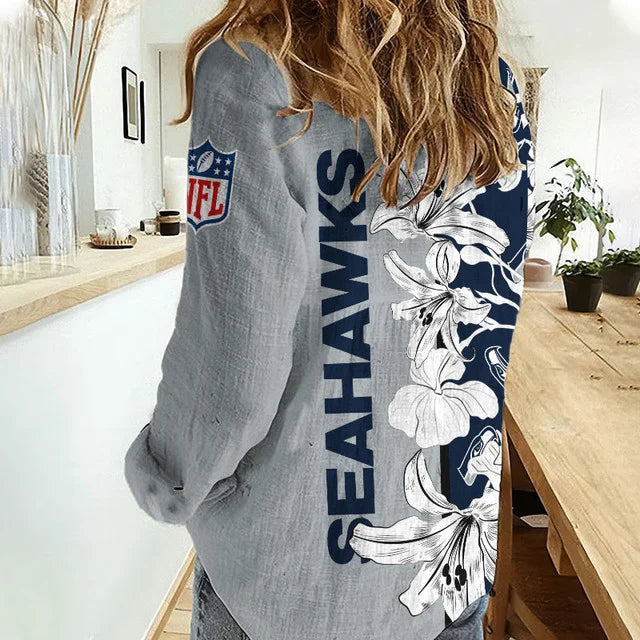 Limited Edition – Customized NFL Seattle Seahawks Women Casual Shirt For Fan - Image 2