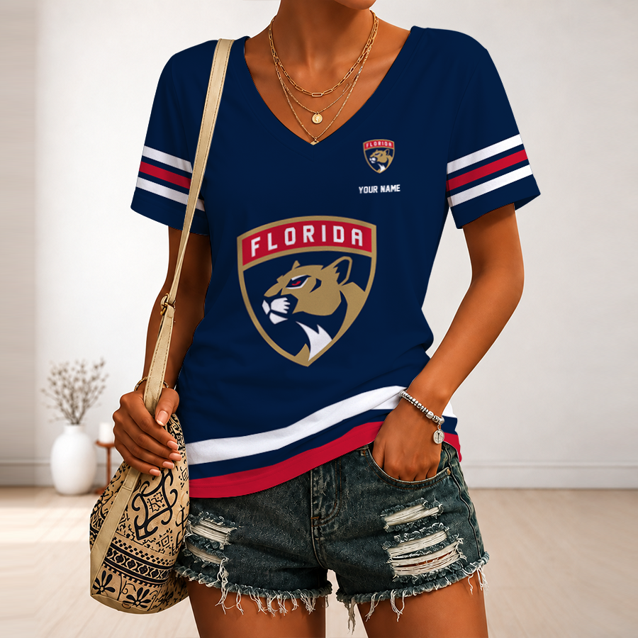 Limited Edition – Customized NHL Florida Panthers V-Neck Female Shirt