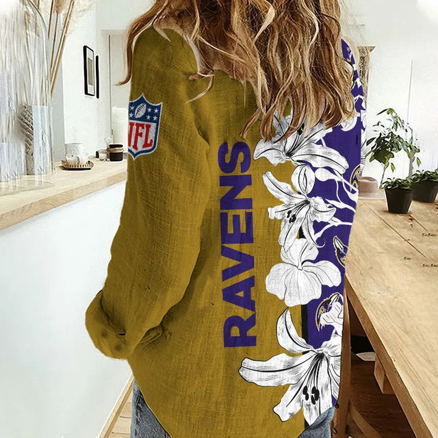 Limited Edition – Customized NFL Baltimore Ravens Women Casual Shirt For Fan - Image 2