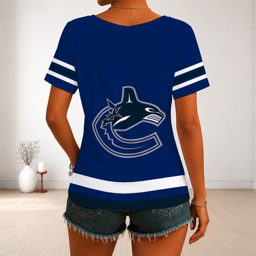 Limited Edition – Customized NHL Vancouver Canucks V-Neck Female Shirt - Image 2