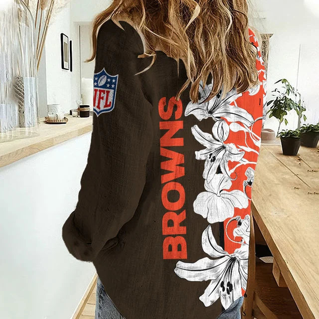 Limited Edition – Customized NFL Cleveland Browns Women Casual Shirt For Fan - Image 2