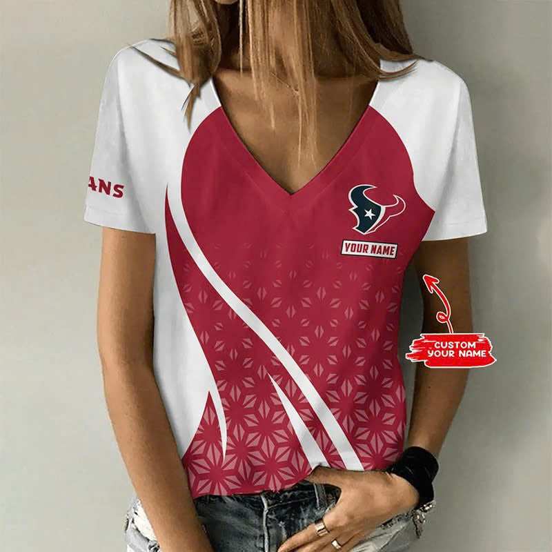 Limited Edition – Customized NFL Houston Texans V-Neck Female Shirt