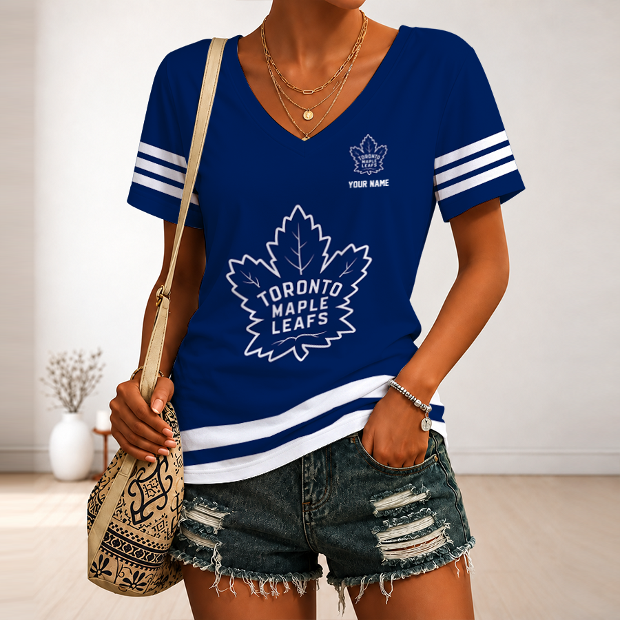 Limited Edition – Customized NHL Toronto Maple Leafs V-Neck Female Shirt