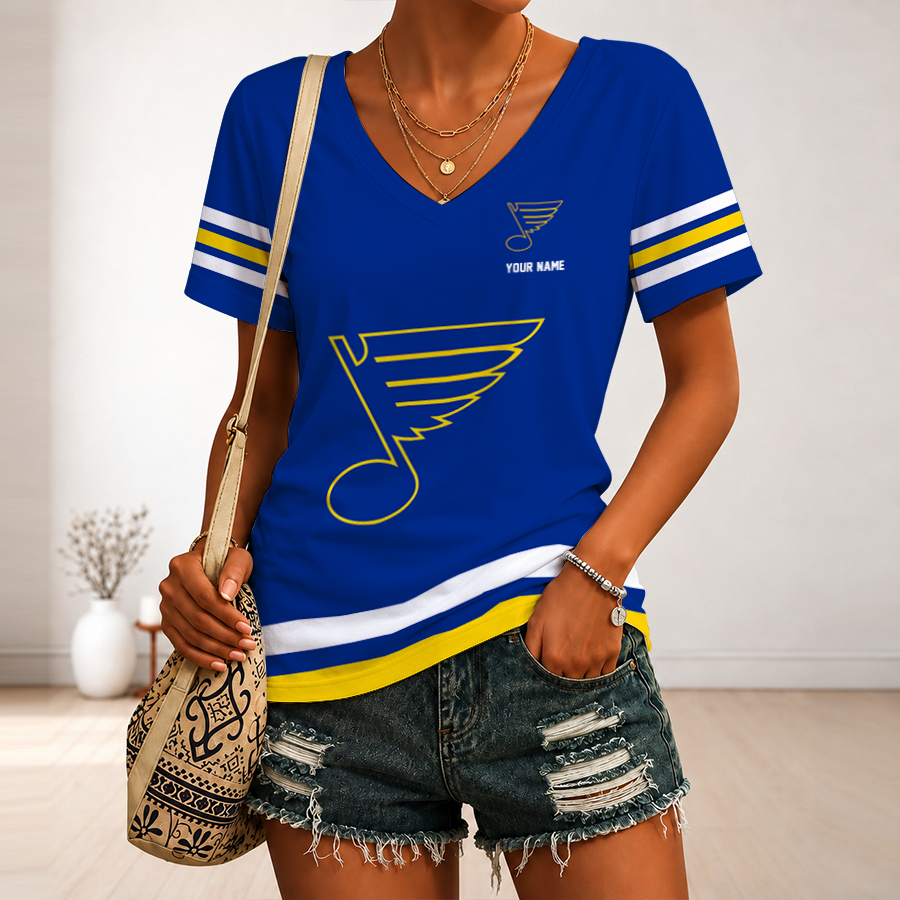 Limited Edition – Customized NHL St. Louis Blues V-Neck Female Shirt