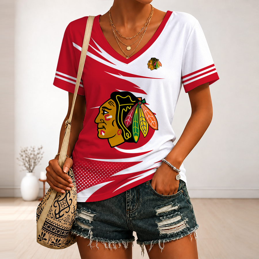 Limited Edition – Customized NHL Chicago Blackhawks V-Neck Female Shirt