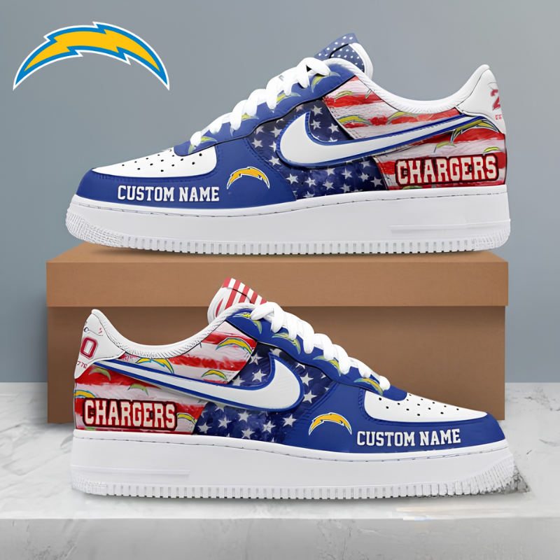 Limited Edition – Customized NFL Los Angeles Chargers Af1 Shoes