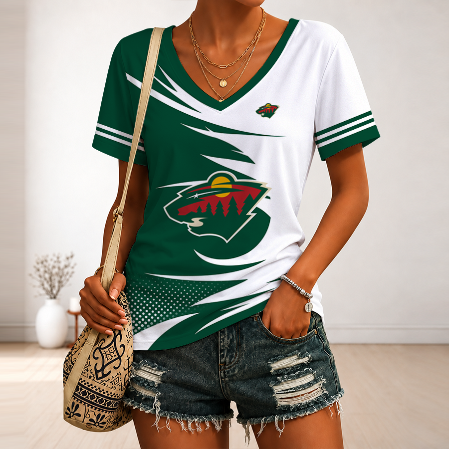Limited Edition – Customized NHL Minnesota Wild V-Neck Female Shirt