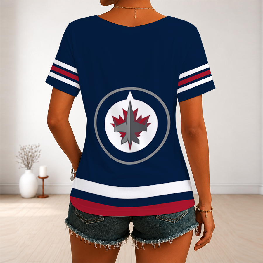 Limited Edition – Customized NHL Winnipeg Jets V-Neck Female Shirt - Image 2