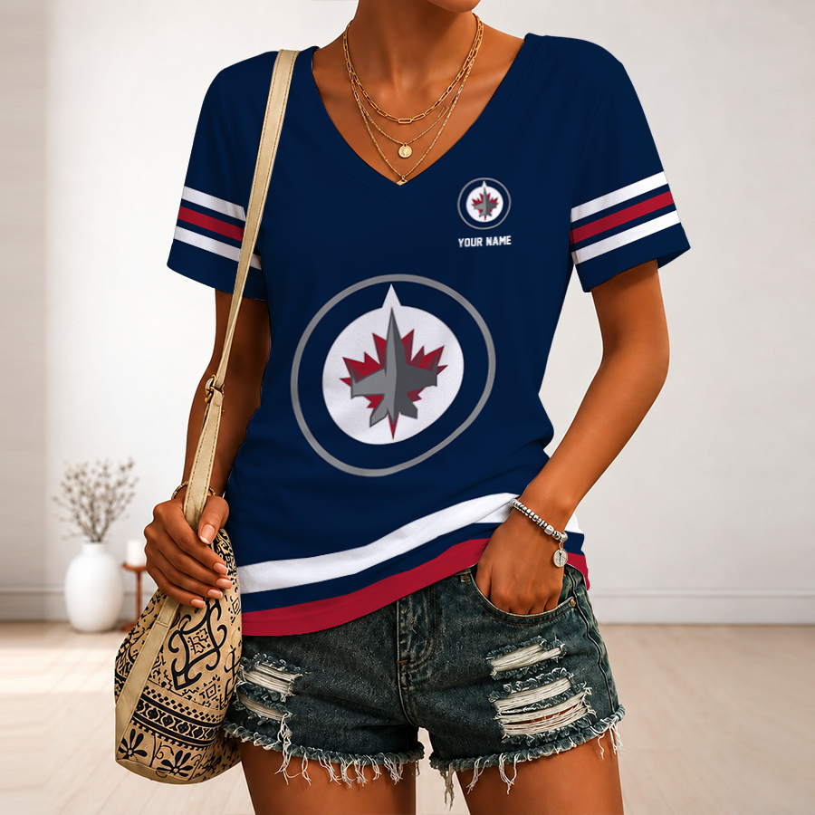 Limited Edition – Customized NHL Winnipeg Jets V-Neck Female Shirt