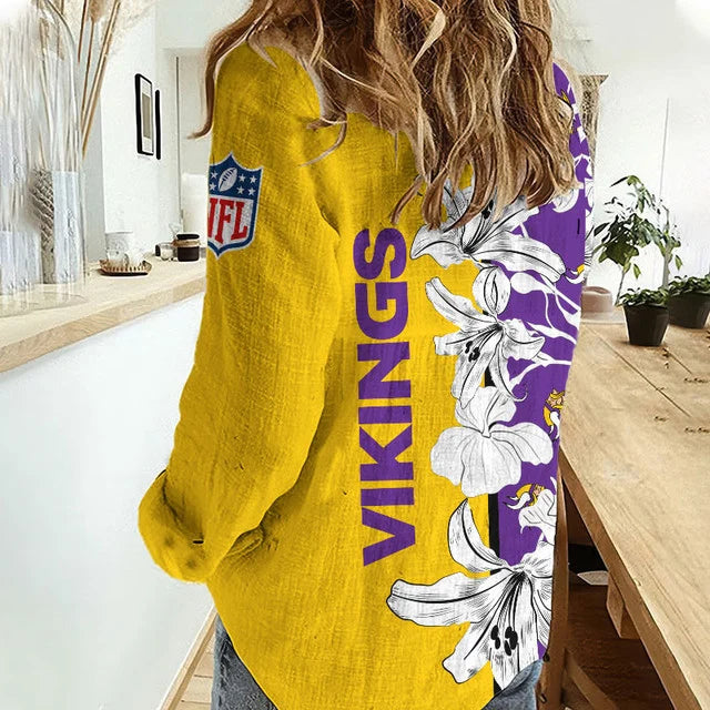 Limited Edition – Customized NFL Minnesota Vikings Women Casual Shirt For Fan - Image 2