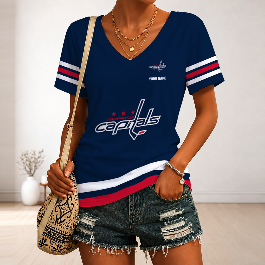 Limited Edition – Customized NHL Washington Capitals V-Neck Female Shirt