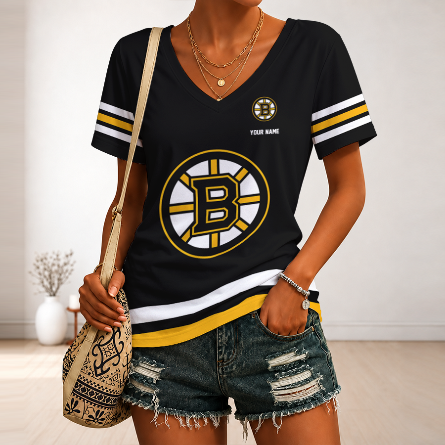 Limited Edition – Customized NHL Boston Bruins V-Neck Female Shirt
