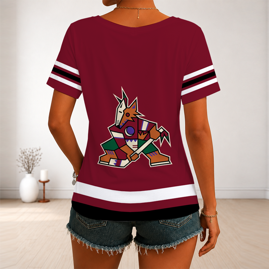 Limited Edition – Customized NHL Arizona Coyotes V-Neck Female Shirt - Image 2