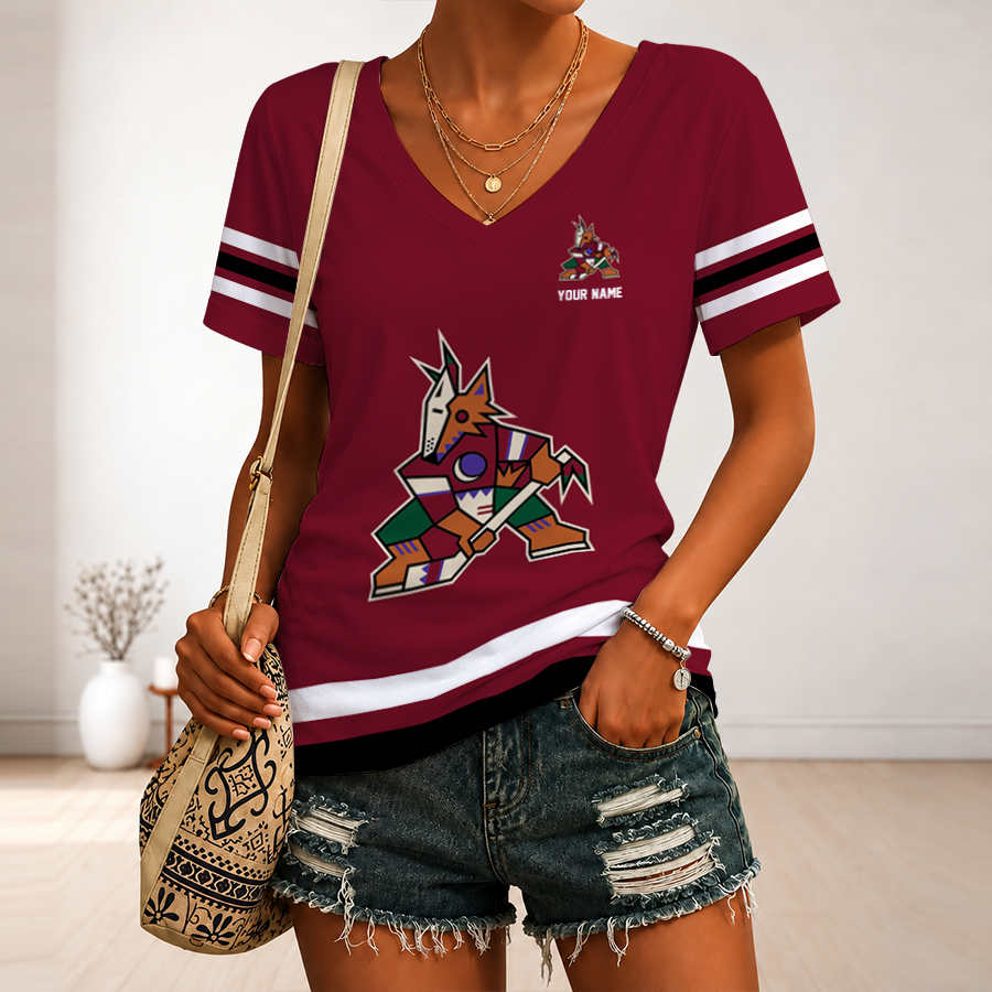 Limited Edition – Customized NHL Arizona Coyotes V-Neck Female Shirt