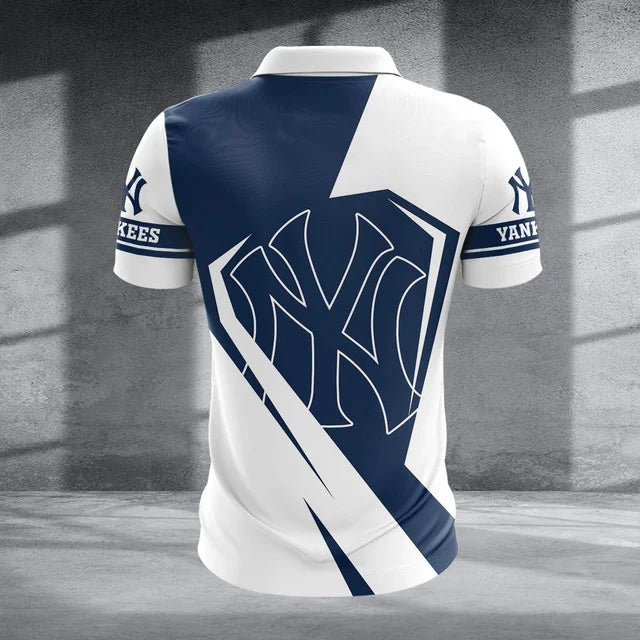 Limited Edition – Customized MLB New York Yankees Zip Polo Shirt - Image 2