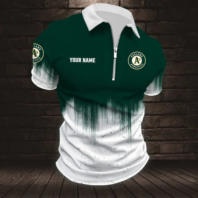 Limited Edition – Customized MLB Oakland Athletics Zip Polo Shirt