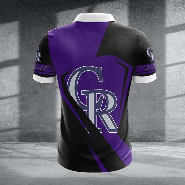 Limited Edition – Customized MLB Colorado Rockies Zip Polo Shirt - Image 2