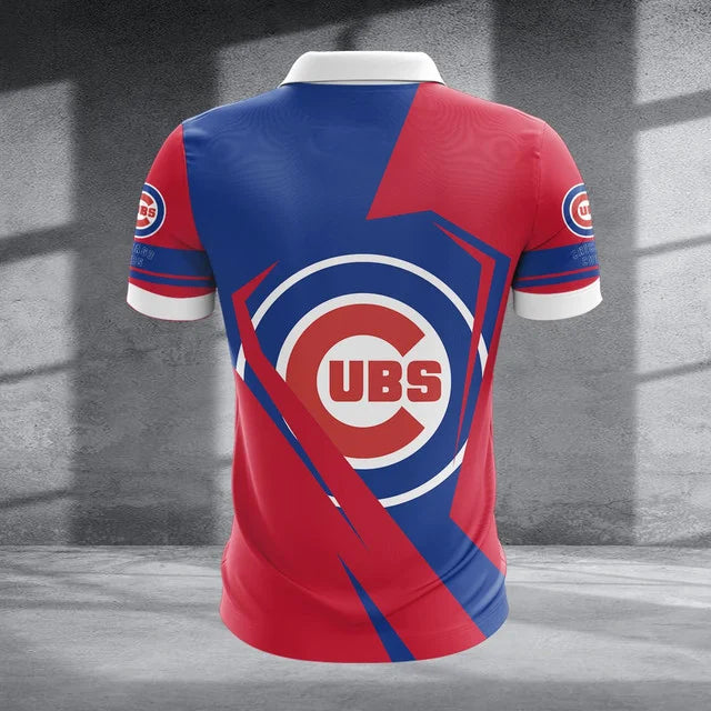 Limited Edition – Customized MLB Chicago Cubs Zip Polo Shirt - Image 2