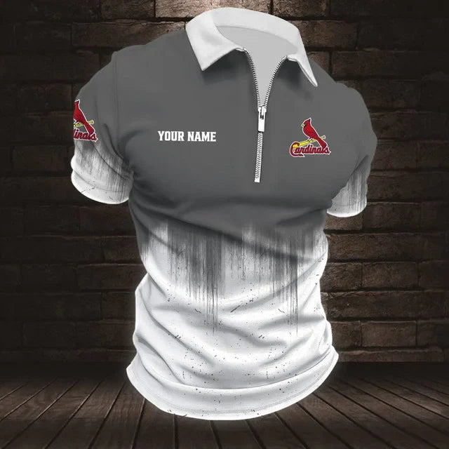 Limited Edition – Customized MLB St. Louis Cardinals Zip Polo Shirt - Image 3