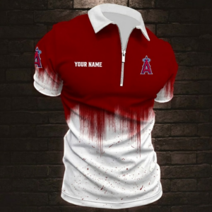 Limited Edition – Customized MLB Los Angeles Angels Zip Polo Shirt
