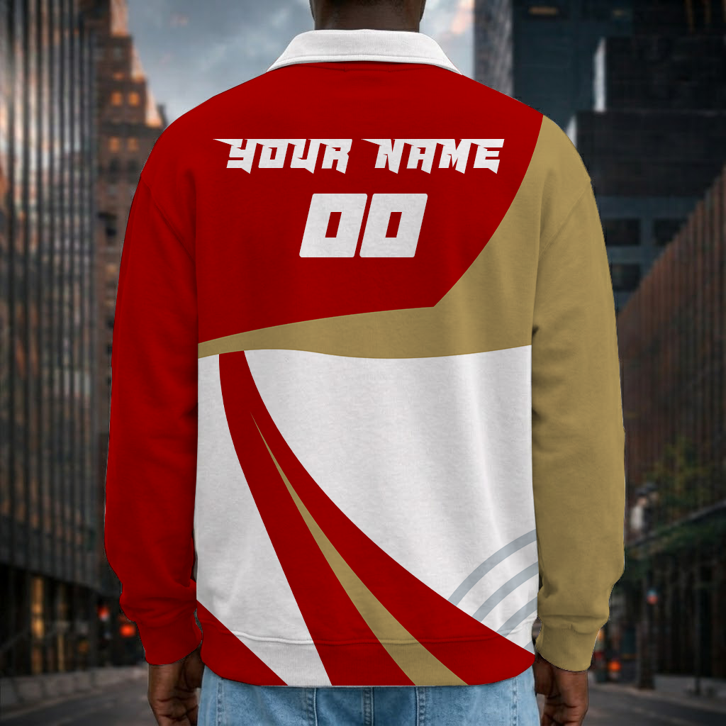 Limited Edition – Customized NFL San Francisco 49Ers Long Sleeve Polo Shirt - Image 2