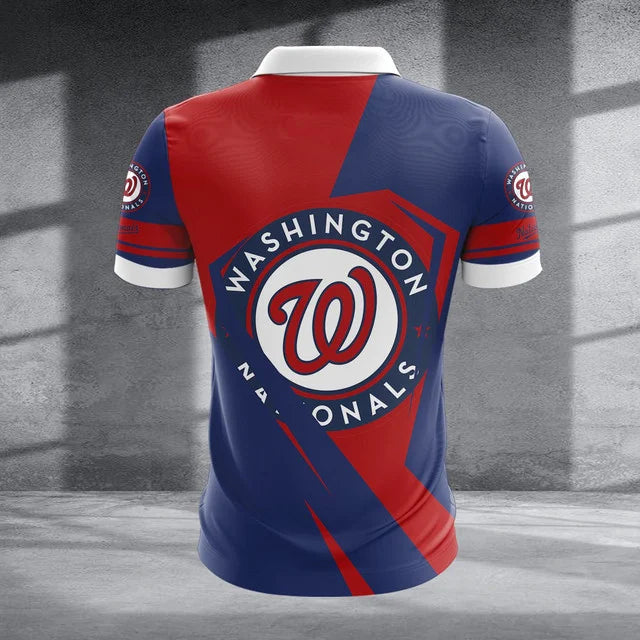 Limited Edition – Customized MLB Washington Nationals Zip Polo Shirt - Image 2
