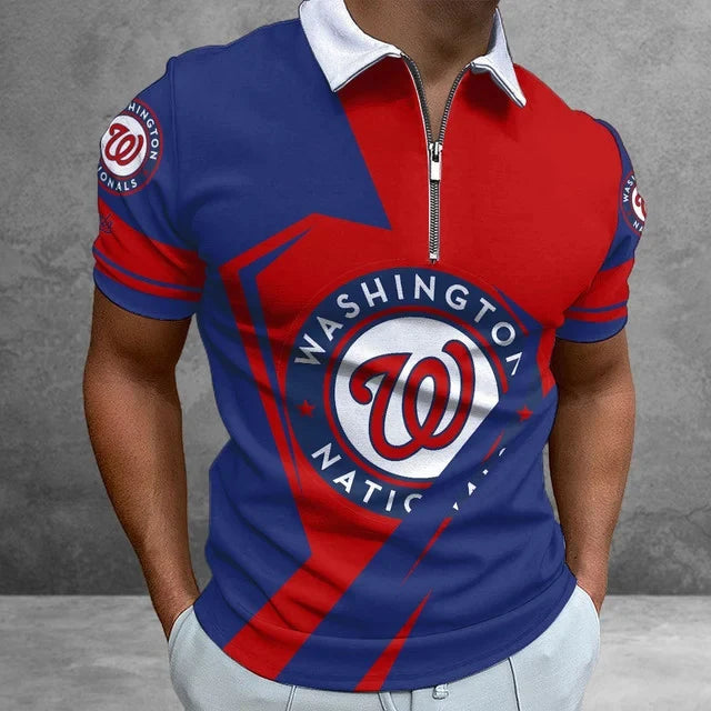 Limited Edition – Customized MLB Washington Nationals Zip Polo Shirt