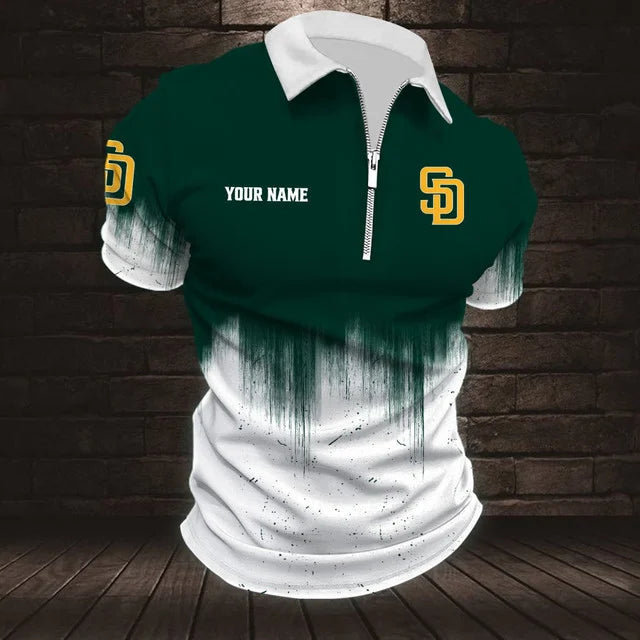 Limited Edition – Customized MLB San Diego Padres Zip Polo Shirt - Image 4