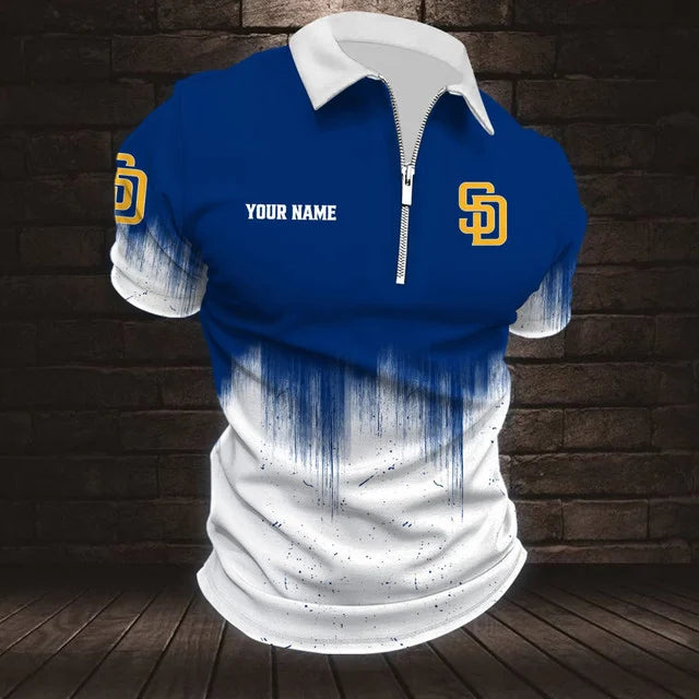 Limited Edition – Customized MLB San Diego Padres Zip Polo Shirt - Image 3