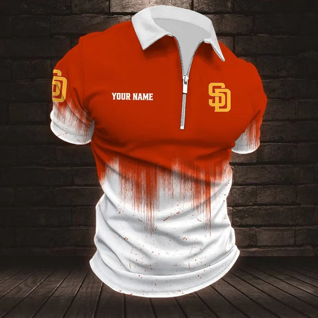 Limited Edition – Customized MLB San Diego Padres Zip Polo Shirt - Image 5