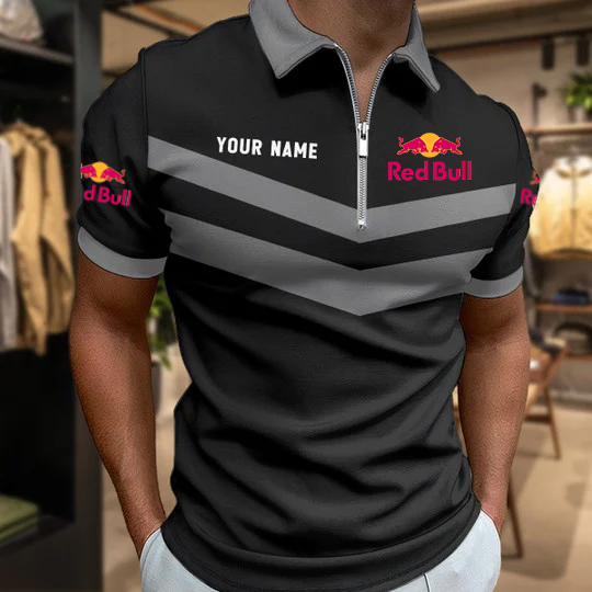 Limited Edition – Customized F1 Red Bull Racing Zip Polo Shirt - Image 2