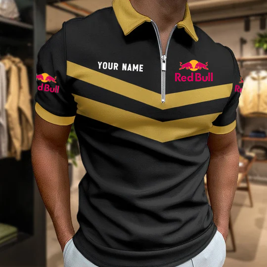 Limited Edition – Customized F1 Red Bull Racing Zip Polo Shirt - Image 4