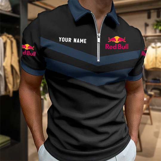 Limited Edition – Customized F1 Red Bull Racing Zip Polo Shirt - Image 6