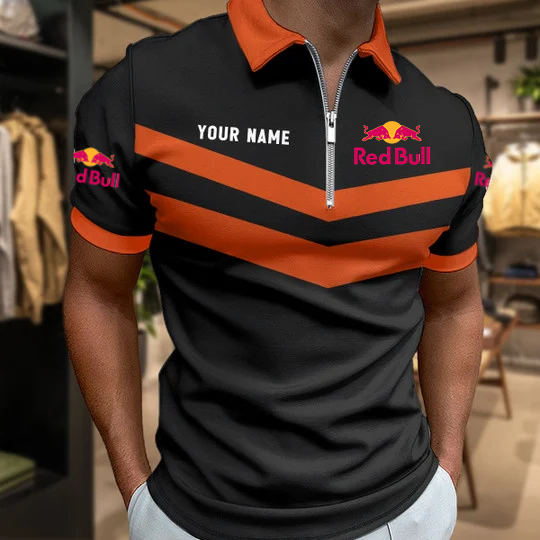 Limited Edition – Customized F1 Red Bull Racing Zip Polo Shirt - Image 7