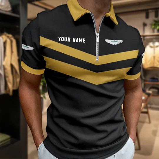 Limited Edition – Customized F1 Aston Martin Zip Polo Shirt - Image 2