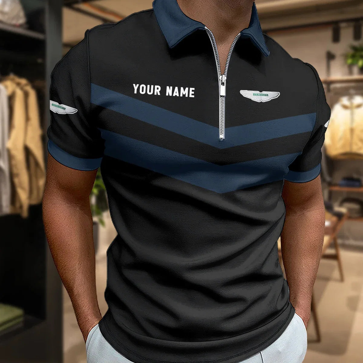 Limited Edition – Customized F1 Aston Martin Zip Polo Shirt - Image 7