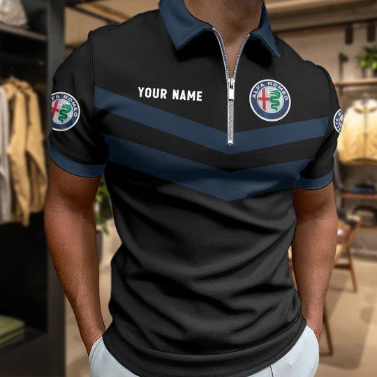 Limited Edition – Customized F1 Alfa Romeo Zip Polo Shirt - Image 2
