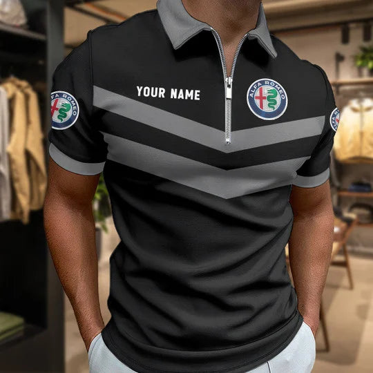 Limited Edition – Customized F1 Alfa Romeo Zip Polo Shirt - Image 3