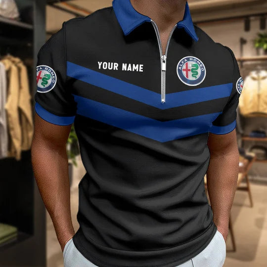 Limited Edition – Customized F1 Alfa Romeo Zip Polo Shirt - Image 4