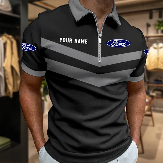 Limited Edition – Customized F1 Ford Racing Zip Polo Shirt - Image 2