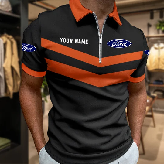 Limited Edition – Customized F1 Ford Racing Zip Polo Shirt - Image 4