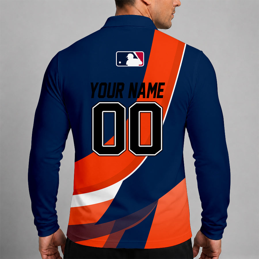 Limited Edition – Customized MLB Detroit Tigers Men’s Long Sleeve Polo Shirt - Image 2